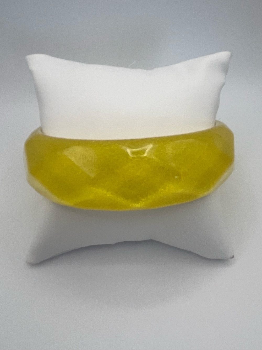 Faceted Glitter Yellow Lucite Bangle Bracelet